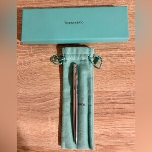 Tiffany & Co. Chrome Ballpoint Pen with Pouch and Box
